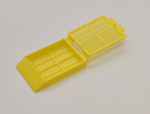 plastic biopsy tissue cassettes with detachable lid 30 angled face large writing area yellow 